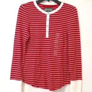 AMERICAN EAGLE RED WHITE STRIPE LONG SLEEVE SIZE MEDIUM NWT